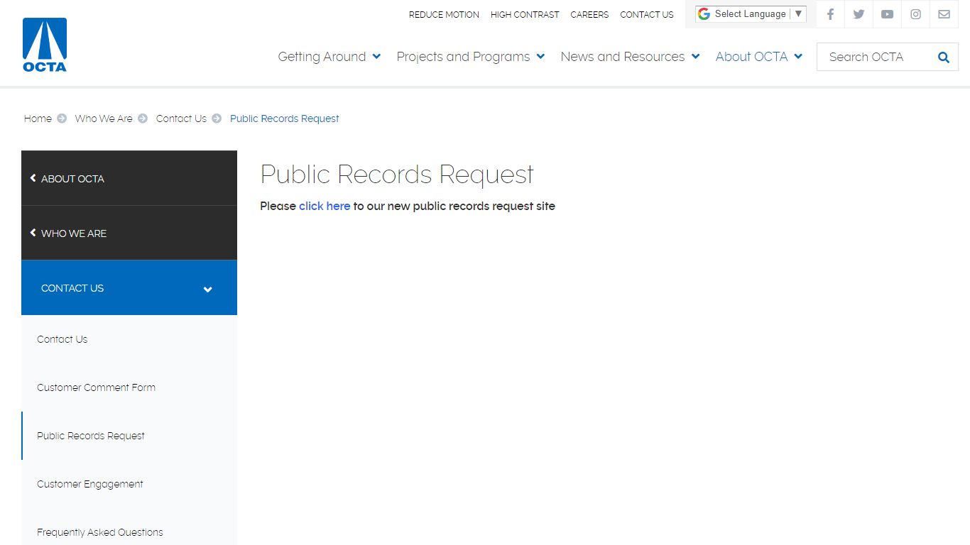 Contact Us - Public Records Request - Orange County Transportation ...